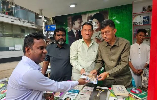 CHT affairs minister visits stalls at Amar Ekushey Book Fair
