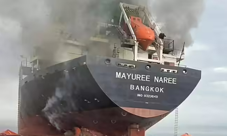 Three crew 'believed trapped' aboard Thai ship attacked in Gulf: firm
