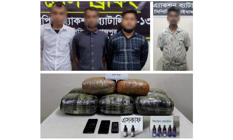 Four held with huge quantity of drugs in Dinajpur, Gaibandha