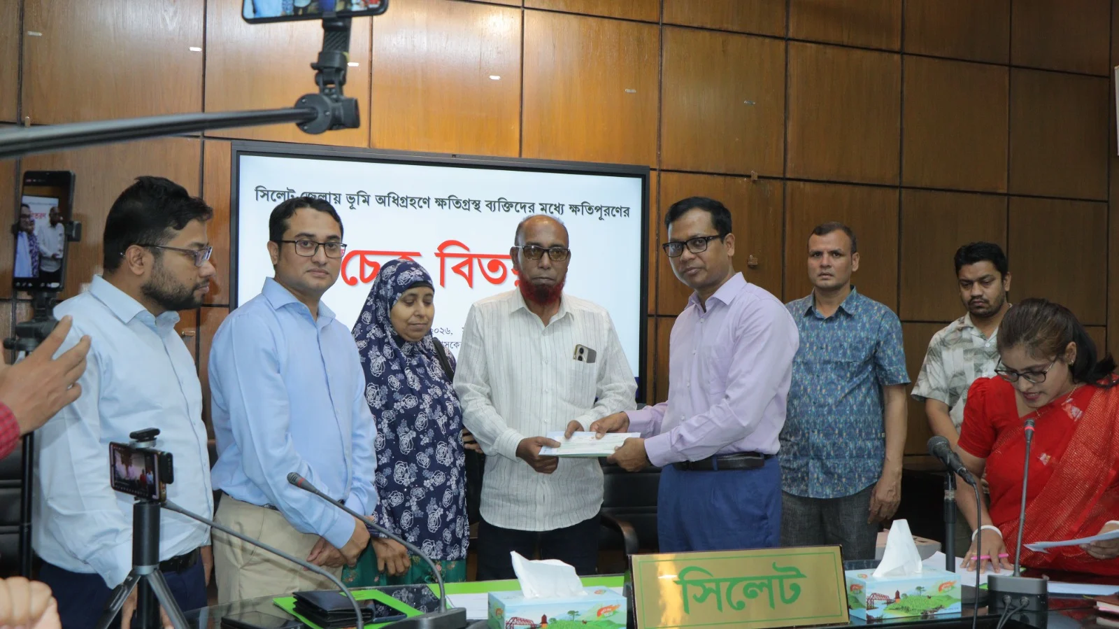 TK 11.41 crore cheques handed over to land acquisition victims in Sylhet 