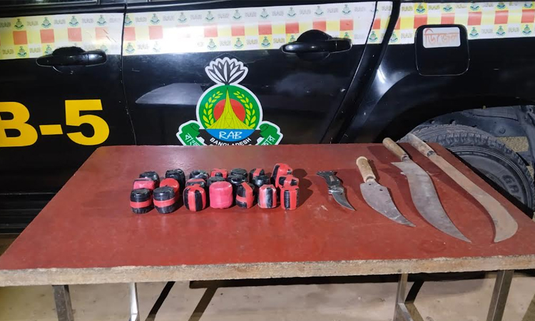 Cocktail-like explosives, local weapons recovered in Rajshahi
