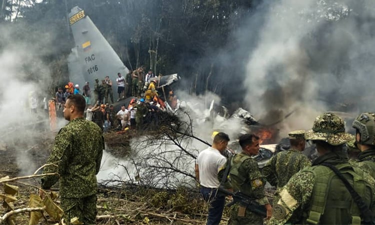 At least 66 dead after Colombia military transport plane crashes