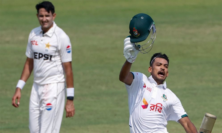 Shanto hits century as Bangladesh reach 201-3 at tea