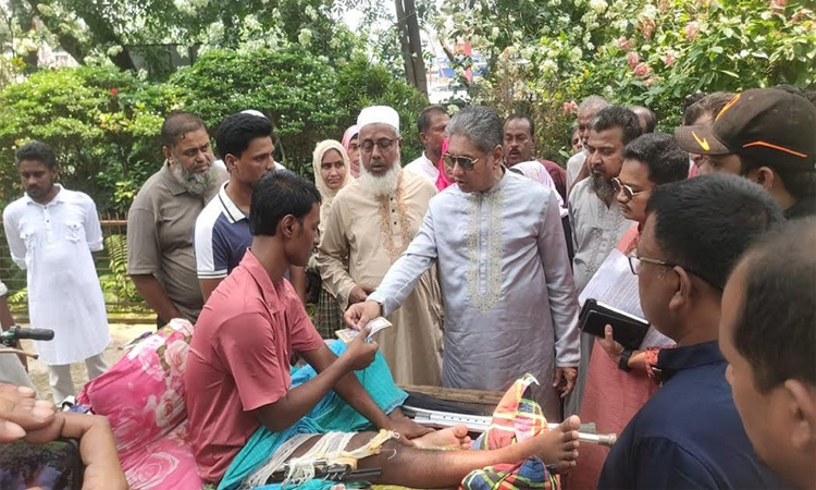 MP Bablu distributes financial assistance in Muktagacha