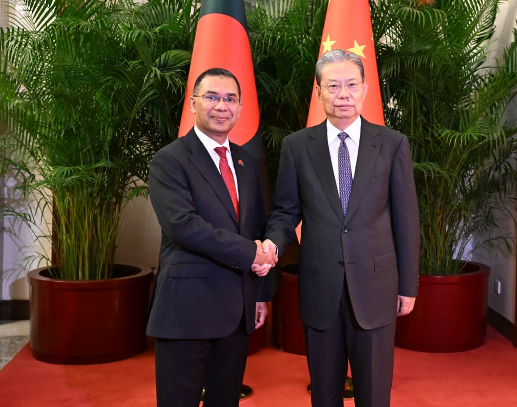 China’s top legislator Zhao Leji calls on Tarique Rahman