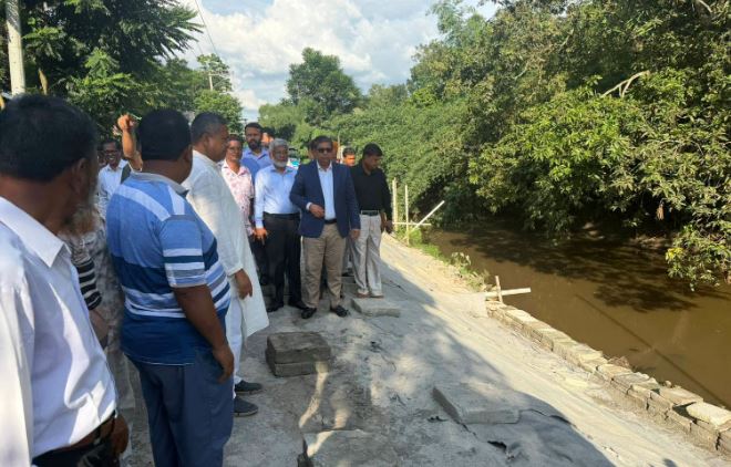 Shahe Alam inspects Gazipur damaged road following PM’s directive