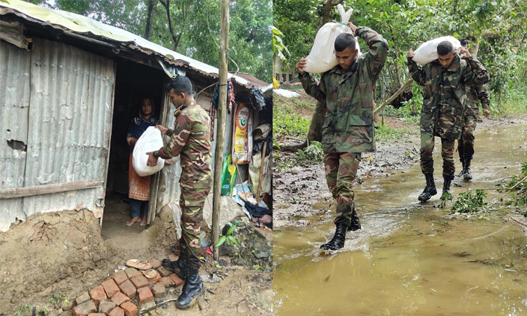 Army continues humanitarian assistance in flood-hit areas in Ctg