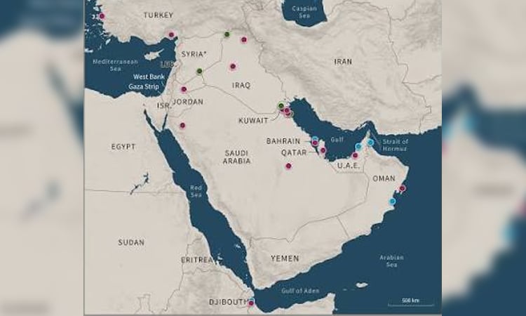 What are the main bases housing US forces in the Middle East?