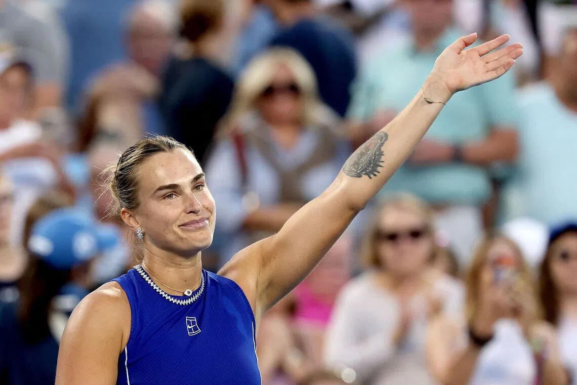 No.1 Sabalenka slams Wang to advance at Cincinnati