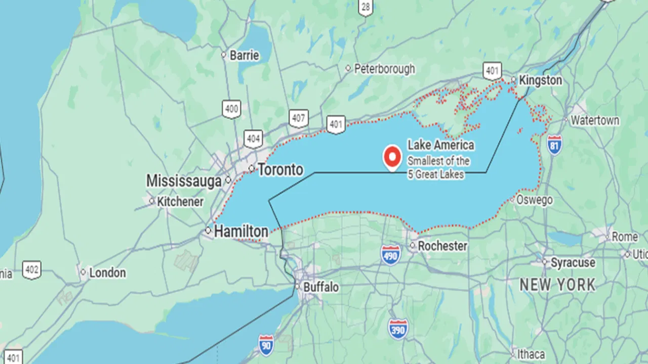 Google Maps renames Lake Ontario 'Lake America' in US -- but not Canada