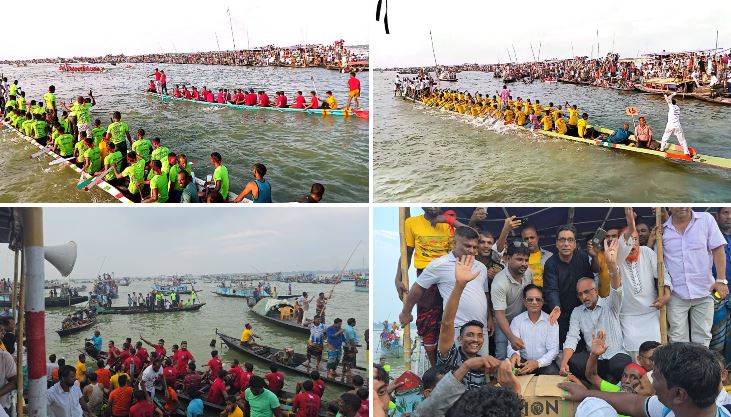 Nikly Haor reverberates with oar rhythm as thousands gather to watch traditional boat race