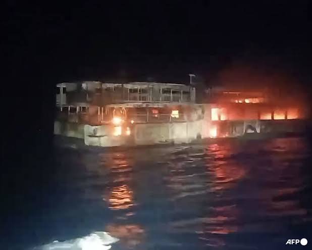 Philippine ferry fire kills 5, dozens missing