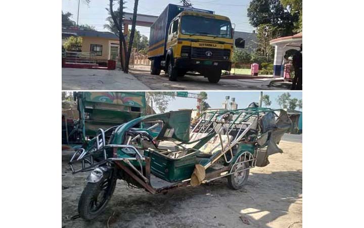 বিরামপুরে কাভার্ডভ্যান ও ইজিবাইক মুখোমুখি সংঘর্ষে স্কুলছাত্রসহ নিহত ২ জন