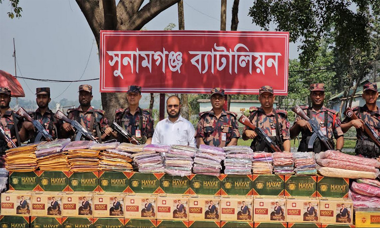 সুনামগঞ্জে বিভিন্ন ভারতীয় মালামাল জব্দ 