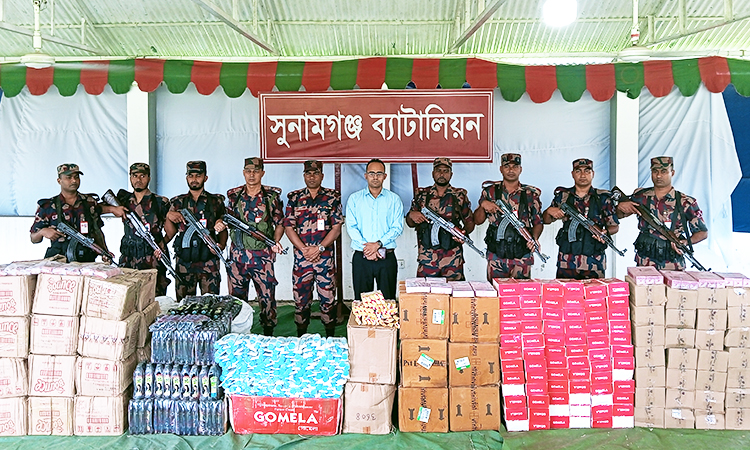 সুনামগঞ্জে টাস্কফোর্সের অভিযানে ভারতীয় পণ্য জব্দ