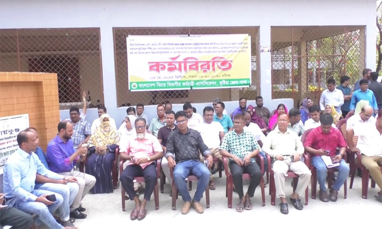 কাঠামোগত সংস্কারের দাবিতে কুষ্টিয়ায় বিচার বিভাগীয় সহায়ক কর্মচারীদের কর্মবিরতি পালন