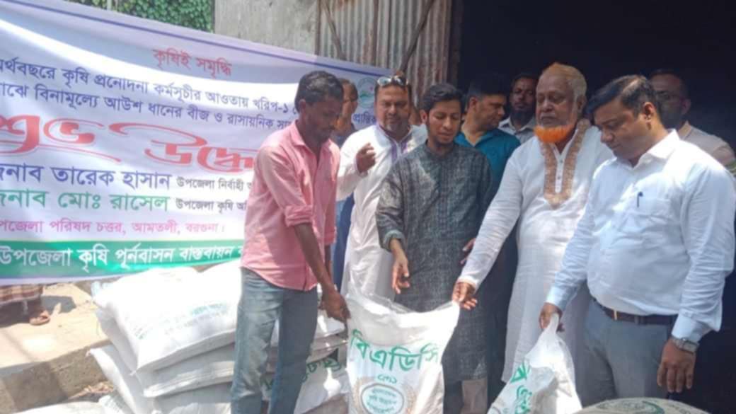 বরগুনায় আউশের আবাদ বৃদ্ধির লক্ষ্যে প্রণোদনা 