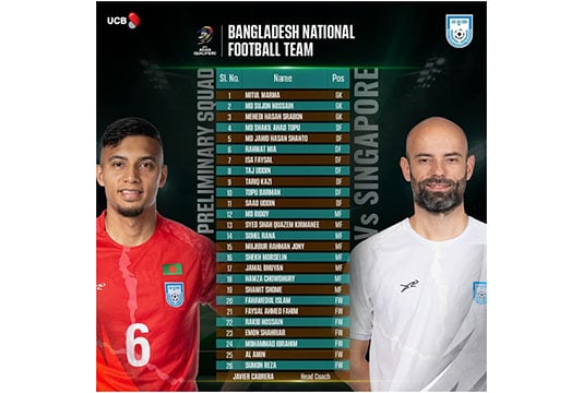 হামজা, শমিত, ফাহমিদুলকে নিয়ে বাংলাদেশ দল ঘোষণা