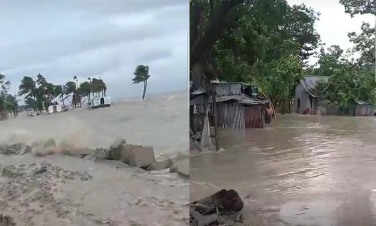 ভোলায় বাঁধ ভেঙে ২৫ গ্রামের ৩০ হাজার মানুষ পানিবন্দি 