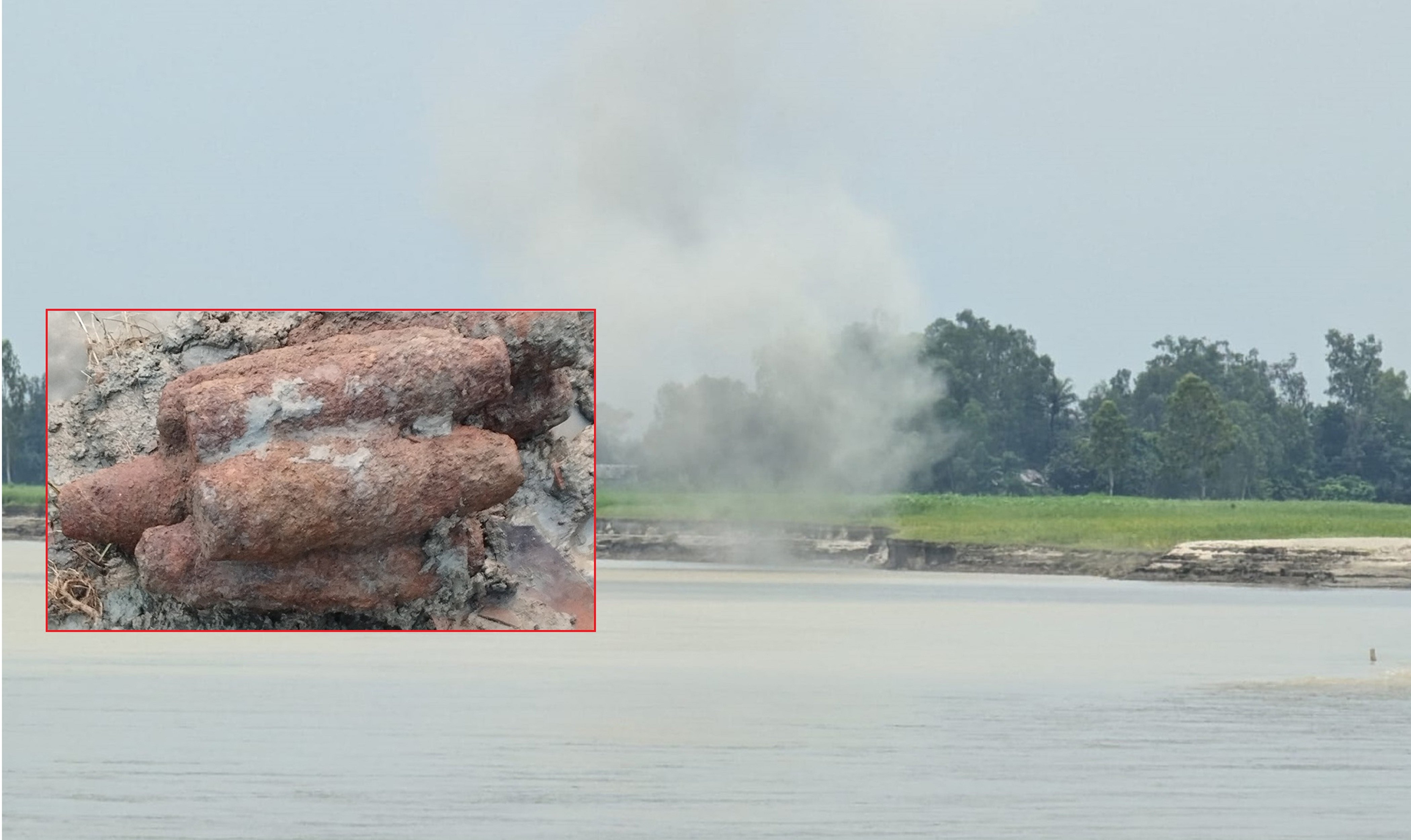 টাঙ্গাইলে উদ্ধারকৃত ১১টি মর্টার শেল যমুনা নদীতে বিস্ফোরণ