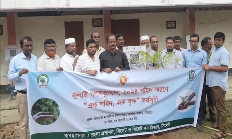 জুলাই শহীদদের নামে সিলেটে বৃক্ষরোপণ