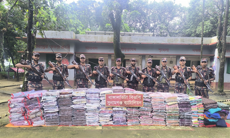 সুনামগঞ্জ সীমান্তে ভারতীয় মালামাল জব্দ