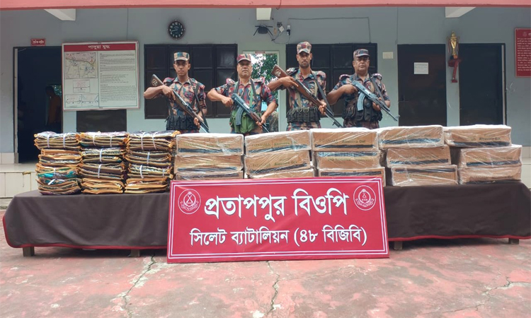 সিলেট সীমান্তে ১ কোটি ২০ লাখ টাকার চোরাই পণ্য জব্দ