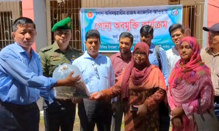 রাঙ্গামাটিতে ২৩টি প্রতিষ্ঠানে মাছের পোনা বিতরণ