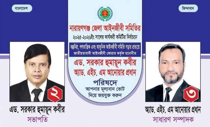নারায়ণগঞ্জ আইনজীবী সমিতি নির্বাচনে বিএনপি সমর্থিত প্যানেলের নিরঙ্কুশ বিজয়