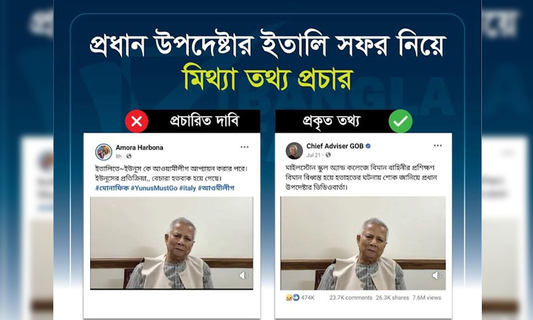প্রধান উপদেষ্টার পুরোনো বক্তব্যের আংশিক ছড়িয়ে বিভ্রান্তি সৃষ্টির অপচেষ্টা শনাক্ত : বাংলাফ্যাক্ট