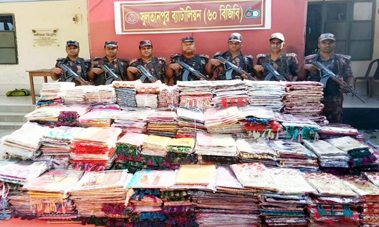 বিজিবির অভিযানে বিপুল পরিমাণ চোরাচালান পণ্য জব্দ