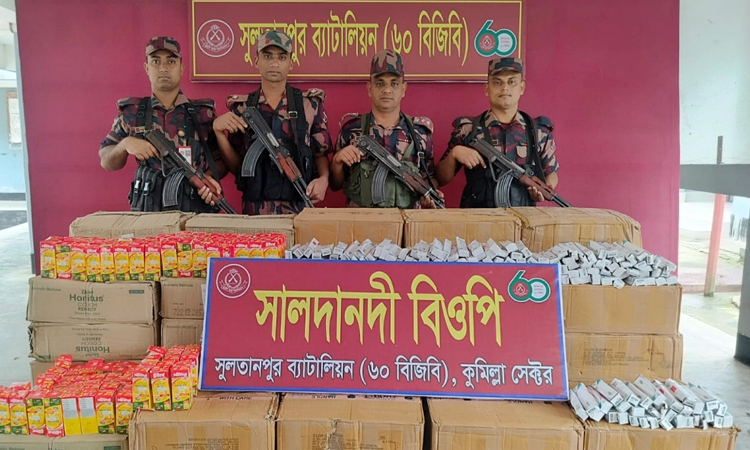 কুমিল্লায় সীমান্ত এলাকা থেকে ১ কোটি টাকার ভারতীয় পণ্য জব্দ 