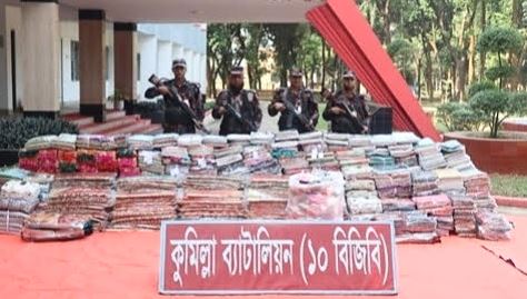 কুমিল্লা সীমান্তে ভারতীয় বিভিন্ন মালামাল জব্দ করেছে বিজিবি 