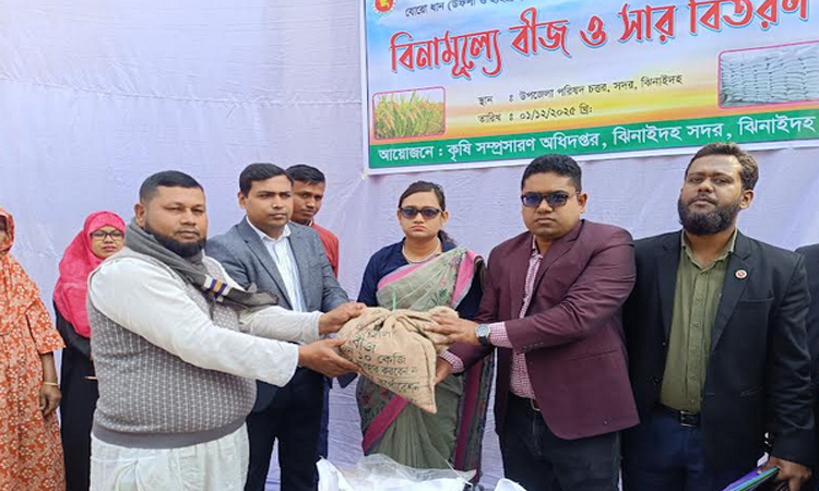 ঝিনাইদহে কৃষকদের মধ্যে বিনামূল্যে সার ও বীজ বিতরণ