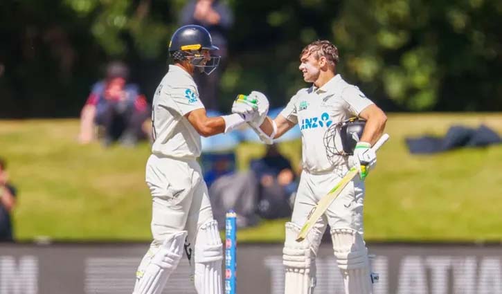 ল্যাথাম-রবীন্দ্রর জোড়া সেঞ্চুরিতে ৪৮১ রানে এগিয়ে নিউজিল্যান্ড