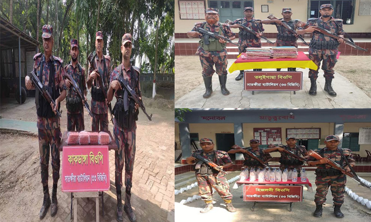 সাতক্ষীরা সীমান্ত থেকে ভারতীয় বিভিন্ন পণ্য জব্দ বিজিবির