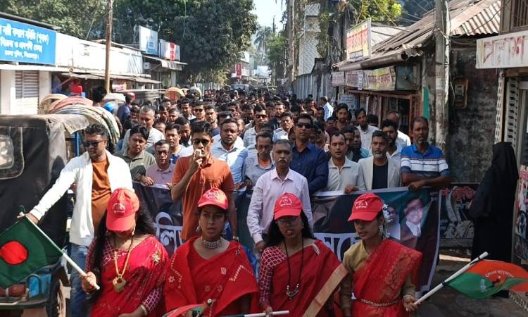 তারেক রহমানের দেশে প্রত্যাবর্তন উপলক্ষে পিরোজপুরে যুবদলের আনন্দ মিছিল