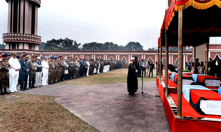 সুদানে শাহাদাত বরণকারী শান্তিরক্ষীদের নামাজে জানাজা অনুষ্ঠিত
