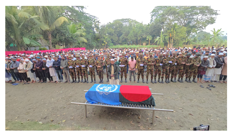 সুদানে নিহত সেনা সদস্য জাহাঙ্গীর আলমকে সামরিক মর্যাদায় দাফন