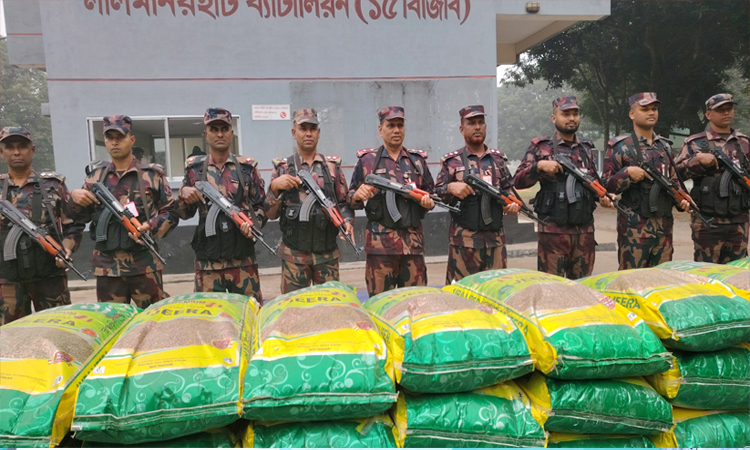 লালমনিরহাটে বিজিবির অভিযানে বিপুল পরিমাণ ভারতীয় মালামাল জব্দ