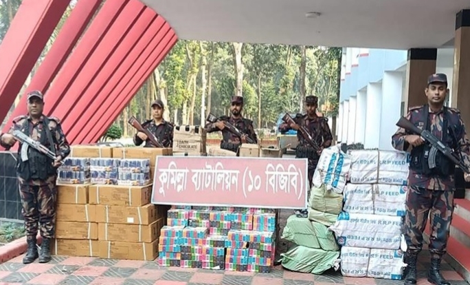 কুমিল্লা সীমান্তে ভারতীয় বিভিন্ন মালামাল জব্দ 