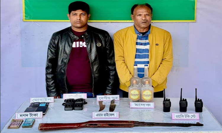 রাজবাড়ীতে অবৈধ আগ্নেয়াস্ত্রসহ দুই শীর্ষ সন্ত্রাসী গ্রেফতার