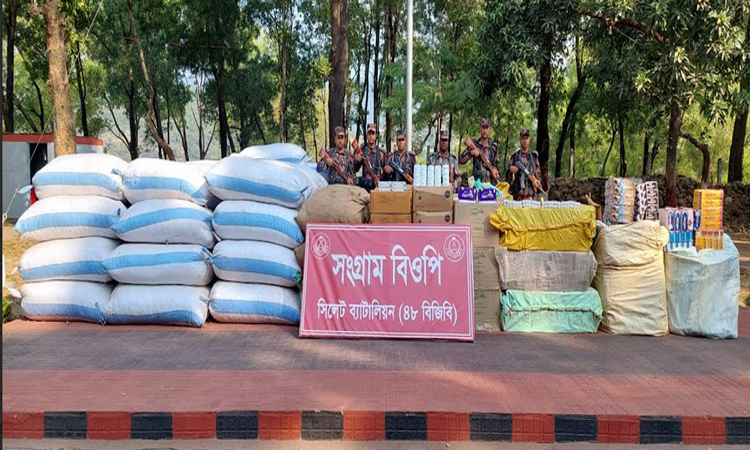 সিলেটে প্রায় ২ কোটি টাকার চোরাচালান পণ্য জব্দ