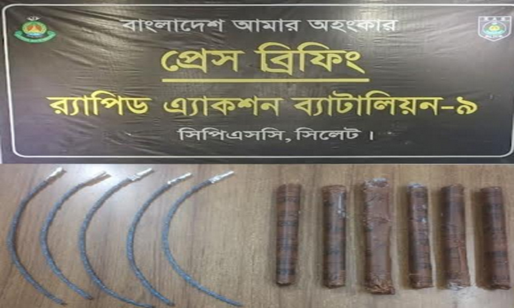 সিলেটে র‌্যাবের অভিযানে উচ্চমাত্রার বিস্ফোরকদ্রব্য উদ্ধার