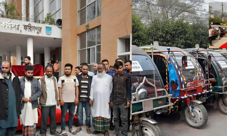 ফরিদপুরে ১৮ ইজিবাইকসহ গ্রেপ্তার ১২