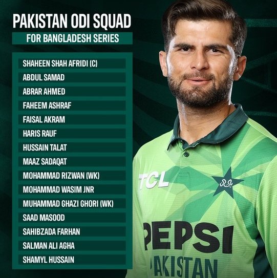 বাংলাদেশের বিপক্ষে ওয়ানডে সিরিজে পাকিস্তান দলে ছয় নতুন মুখ
