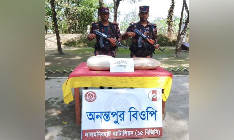 লালমনিরহাট সীমান্তে বিজিবির অভিযানে গাঁজা জব্দ