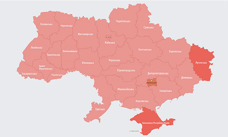 ওডেসা ছাড়া ইউক্রেনের সব অঞ্চলে বিমান হামলার সতর্কতা জারি