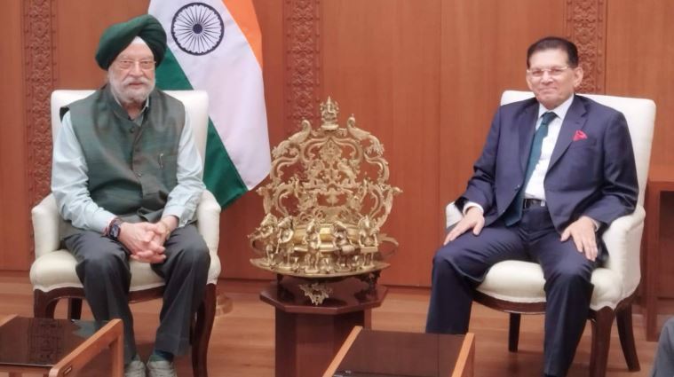 ভারতের পেট্রোলিয়াম ও প্রাকৃতিক গ্যাসমন্ত্রী হরদীপ সিং পুরির সঙ্গে বৈঠক করেন পররাষ্ট্রমন্ত্রী ড. খলিলুর রহমান। ছবি : পররাষ্ট্র মন্ত্রণালয়