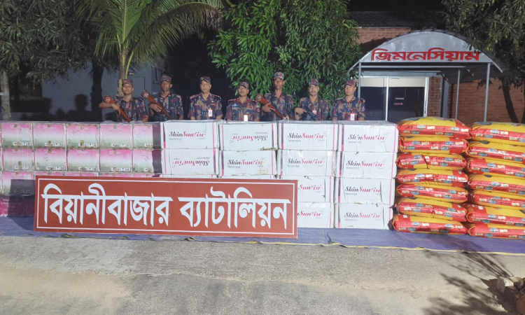 সিলেটে প্রায় দুই কোটি টাকার অবৈধ পণ্য জব্দ করেছে বিজিবি